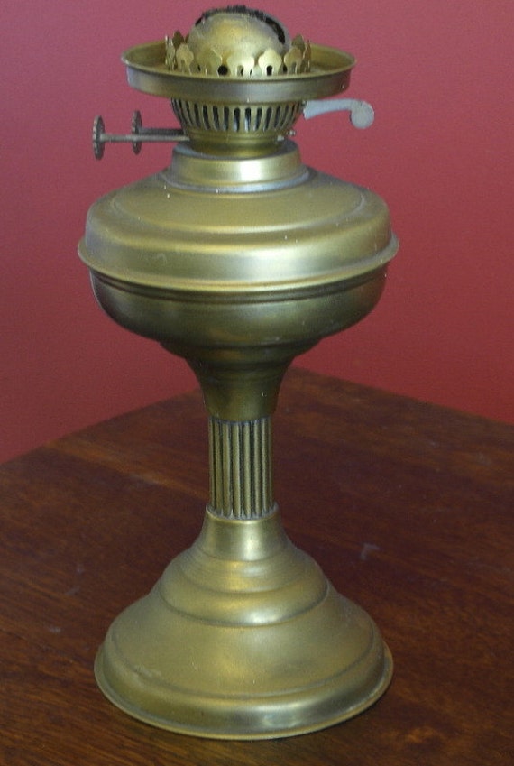 antique tall brass oil lamp by fisfinds on Etsy