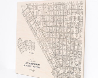 Wood Print Map, San Francisco California, Home Decor Art