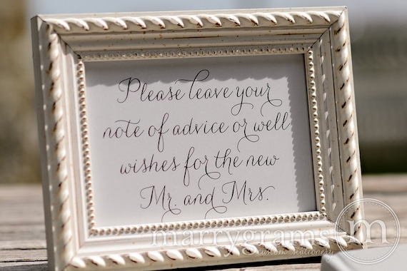 Advice & Well Wishes Table Sign - Wedding Reception Seating Signage