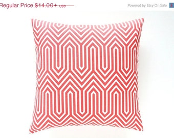 25% OFF CYBER MONDAY Coral Geometric Decorative Pillow Cover. 16x16 ...
