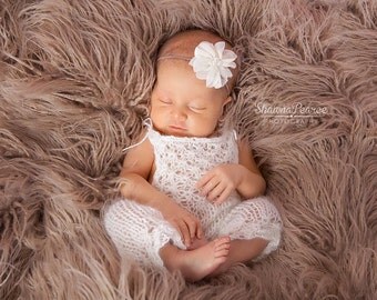 PDF Knitting Pattern - newborn photography prop_Tiny flowers jumpsuit_overalls #108