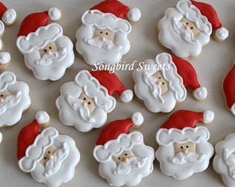 Mini Santa Cookies, Bite Sized Christmas Cookies (2 Dozen)