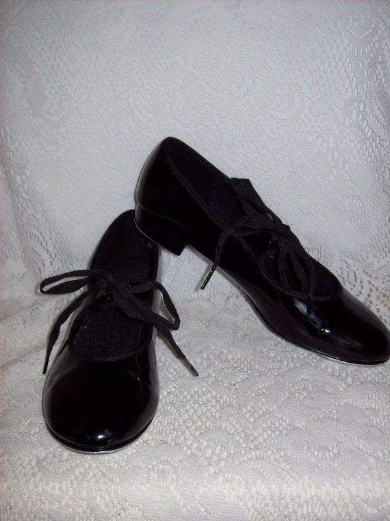 Vintage Girls Black Patent Tap Shoes by Spotlights Size 3 Only 5 USD