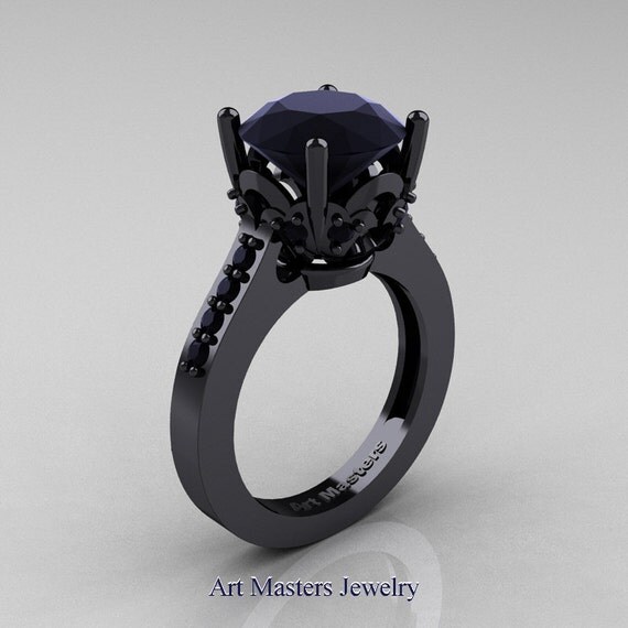 Classic 14K Black Gold 3.0 Carat Black Diamond Solitaire
