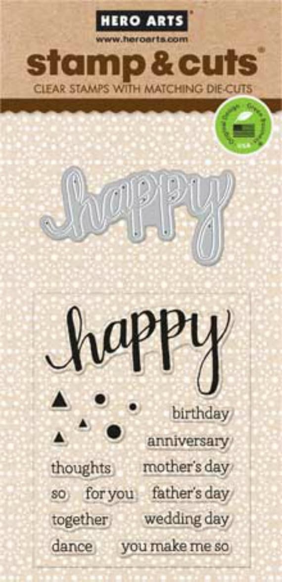 Hero Arts Happy Stamp & Cut DC150 Clear stamps and die