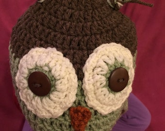Items similar to ON SALE Owl Hat on Etsy Kids owl hat knitting patterns free paid