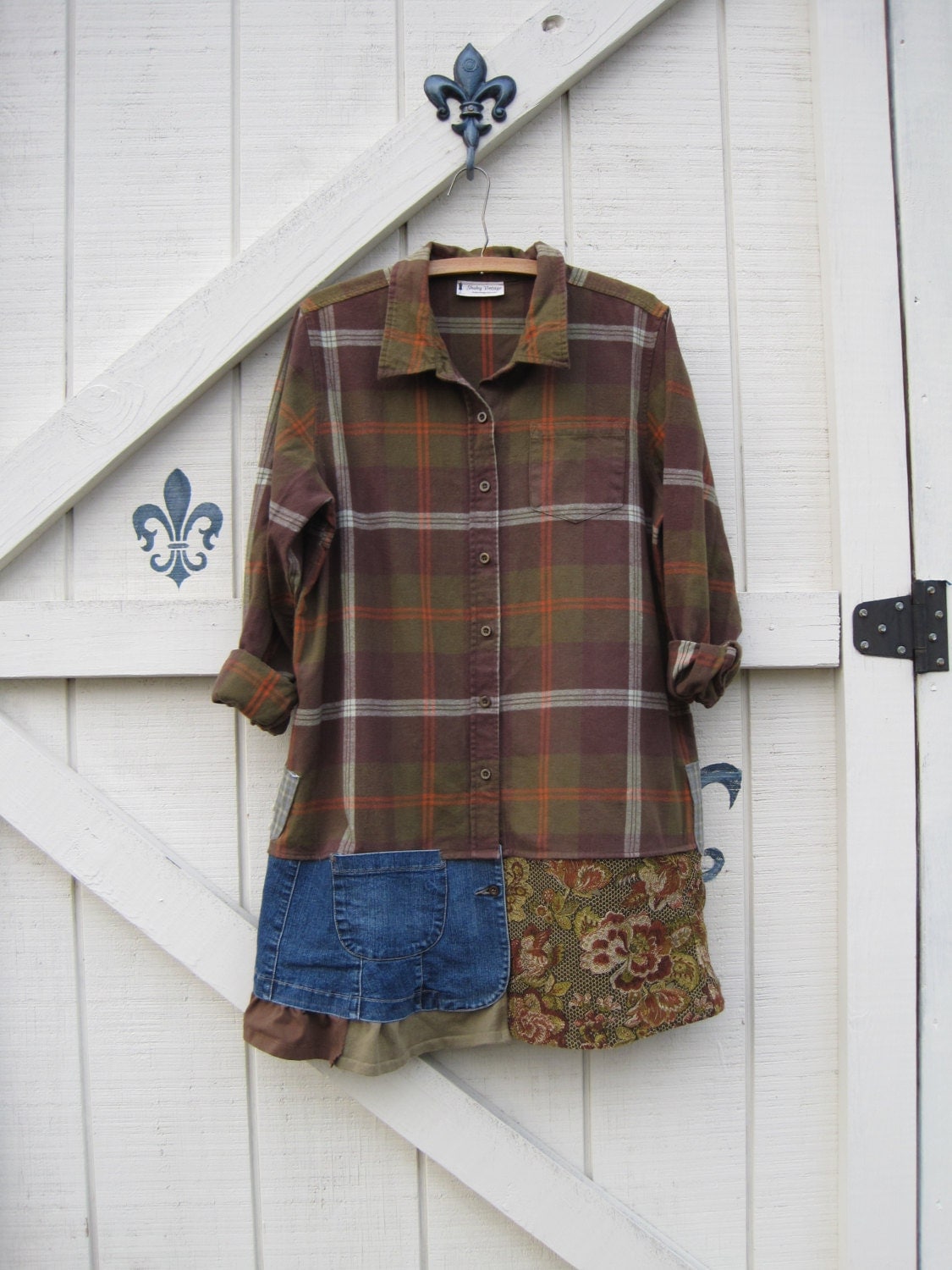 Flannel tunic flannel duster jacket LXL boho dress long