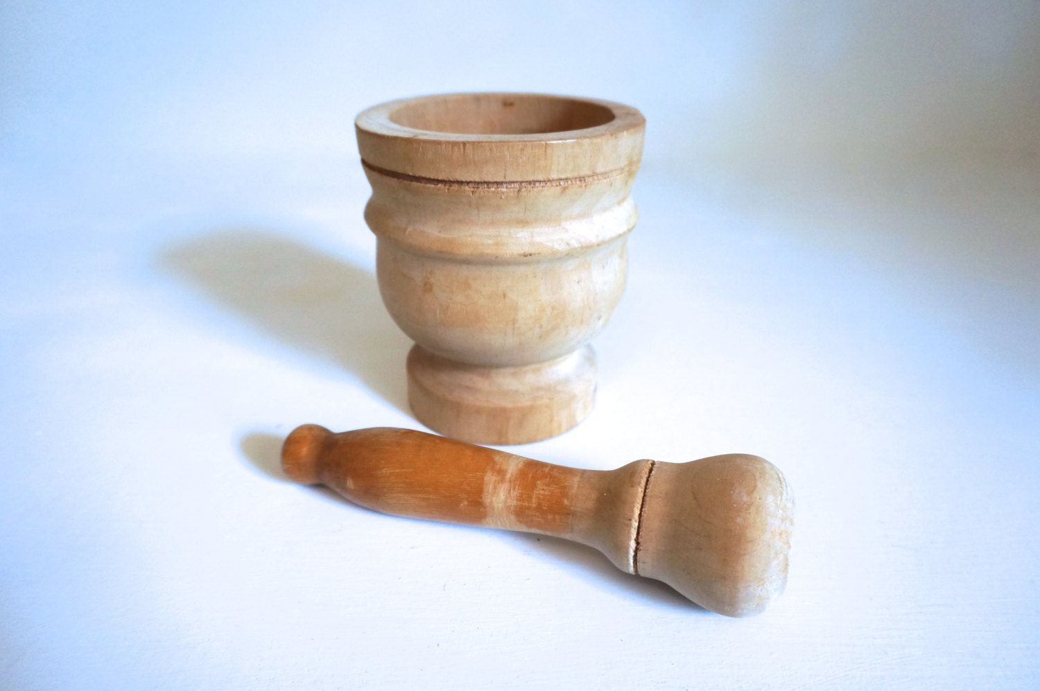 Vintage Wooden Mortar and Pestle Floyd Jones Vintage
