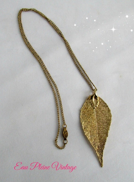 Gold Plated Laurel Leaf Necklace by EauPleineVintage on Etsy