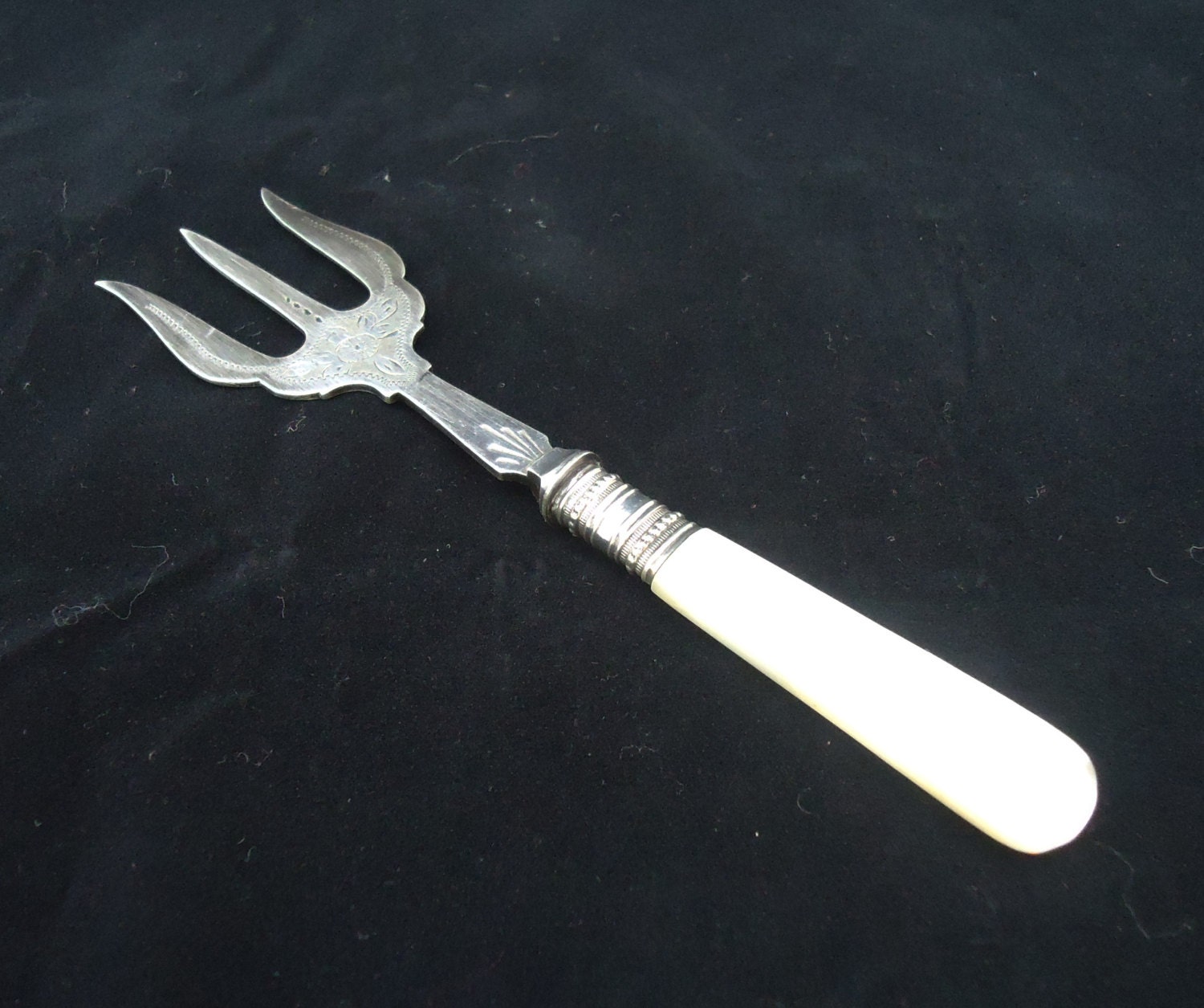 Antique Victorian Silver Plated and Mother of Pearl Handled Bread Fork