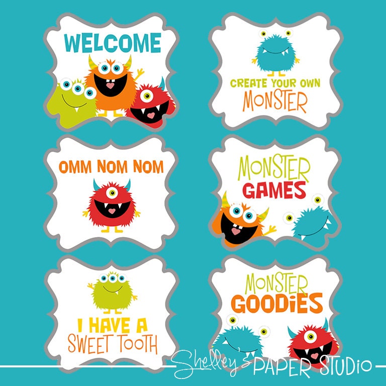 Monster Party Signs DIY printables