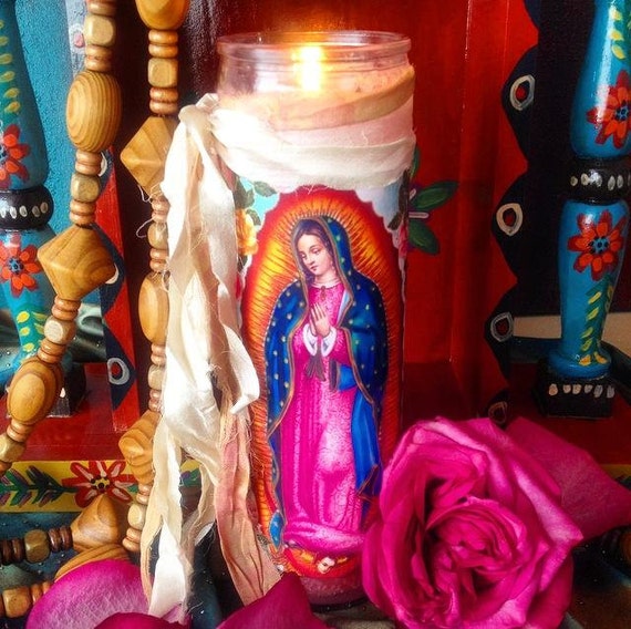 Items similar to Mother Mary Jar Candle for prayers and healing on Etsy