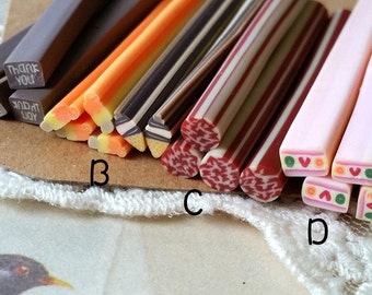 5 cm Long Polymer Clay Cane / Fimo Cane Stick / Miniature Food / Dessert / Cake / Decoration and Nail Art / Patterns as per picture (.tu)