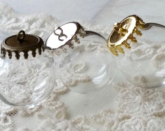 30 mm Round Small Glass Globe Vials / 20 mm mouth size / Small Glass Globe Bottle with Metal Cap (t.ug)