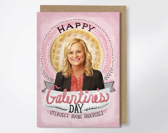 Happy Galentine's Day- Leslie Knope Greeting Card - Valentine's Day Card - Parks & Recreation - Amy Poehler - Funny Greeting Card