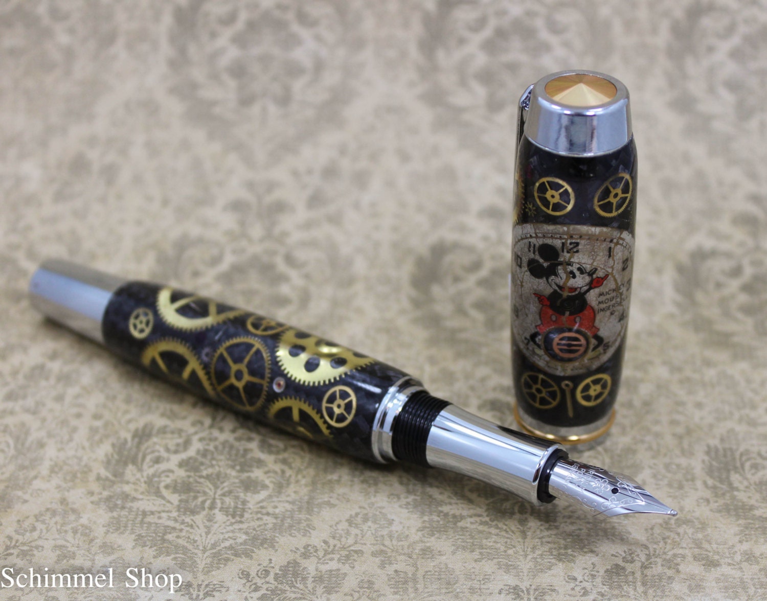 Vintage Steampunk Watch Parts Pen, Handmade Schimmel Pen.