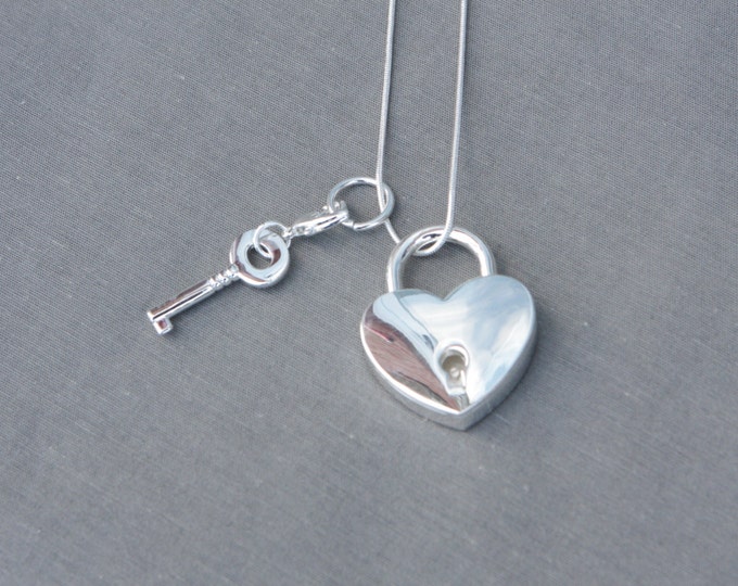 Silver Plated Padlock Necklace - Working Padlock Necklace - Gift For Her