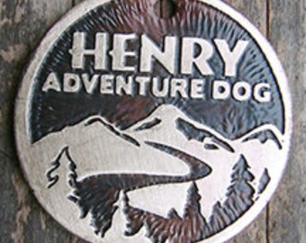 Dog Tag / Pet Tag / Custom Dog Tag / Pet ID Tag / Brass Dog Tag / Etched Dog Tag / Custom Dog Tag / Adventure Dog