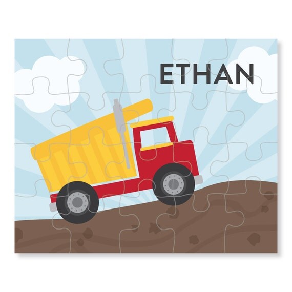 Dump Truck Puzzle - Personalized Puzzle for Kids - Jigsaw Puzzle - Children Puzzles - Personalized Name Puzzle - 8 x 10 puzzle, 20 pieces Il_570xn