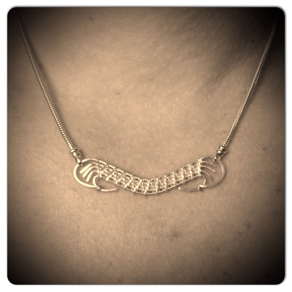 Wire Wrapped Necklace Sterling silver Necklace /// Bib