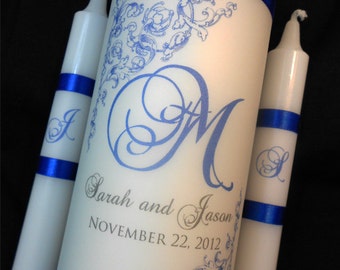 Unity Candle "Wraps", Click and READ ITEM DETAILS Prior to Ordering, Monogrammed and Created in Your Wedding Colors, by No. 9