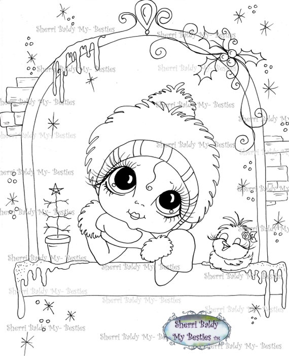 INSTANT DOWNLOAD Digi Stamps Big Eye Big Head Dolls Digi Bestie IMG451 By Sherri Baldy