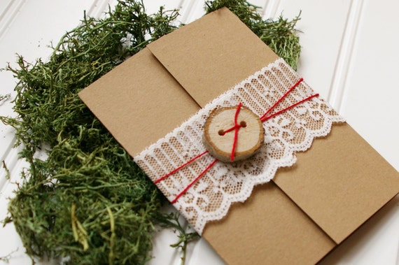 Items similar to Rustic Photo Christmas Cards: Unique Handmade Kraft and Lace Holiday Cards with ...
