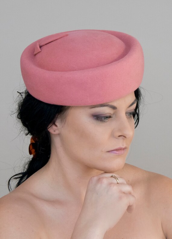 Hat Pillbox With Felt-pink