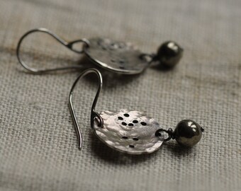 Sterling Silver hand forged constellation earrings, oxidized, unique
