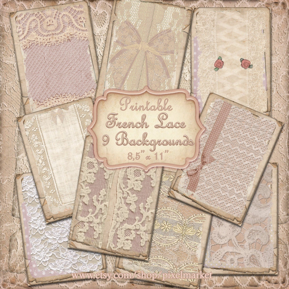 Printable Vintage Lace Background DIGITAL LACE Scrapbooking