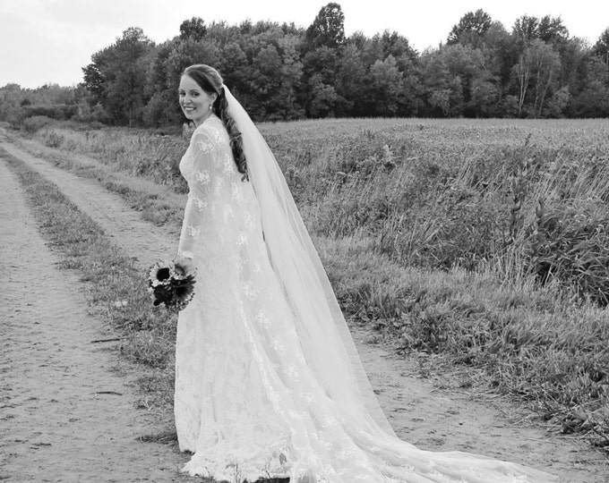SIMPLE CATHEDRAL Veil, bridal veil, wedding veil, accessories, ivory, blush, white, diamond white color, long veil, floating veil