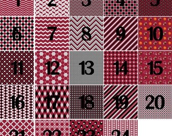 Crimson, black and white printed Vinyl or HTV Sheets You choose from 6x6, 8.5x11, 12x12, 12x24 or 12x36