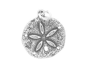 Sterling Silver Large Sand Dollar Charm (Flat Back Charm)