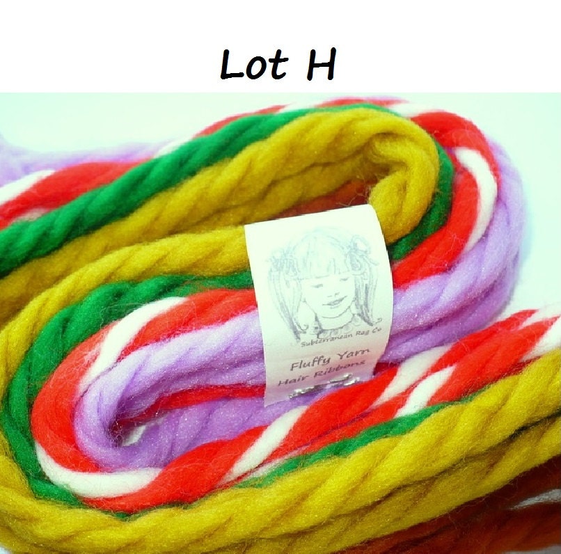 6 Pair Yarn Hair Ribbons 70s Vintage Hair Bow Brady Bunch