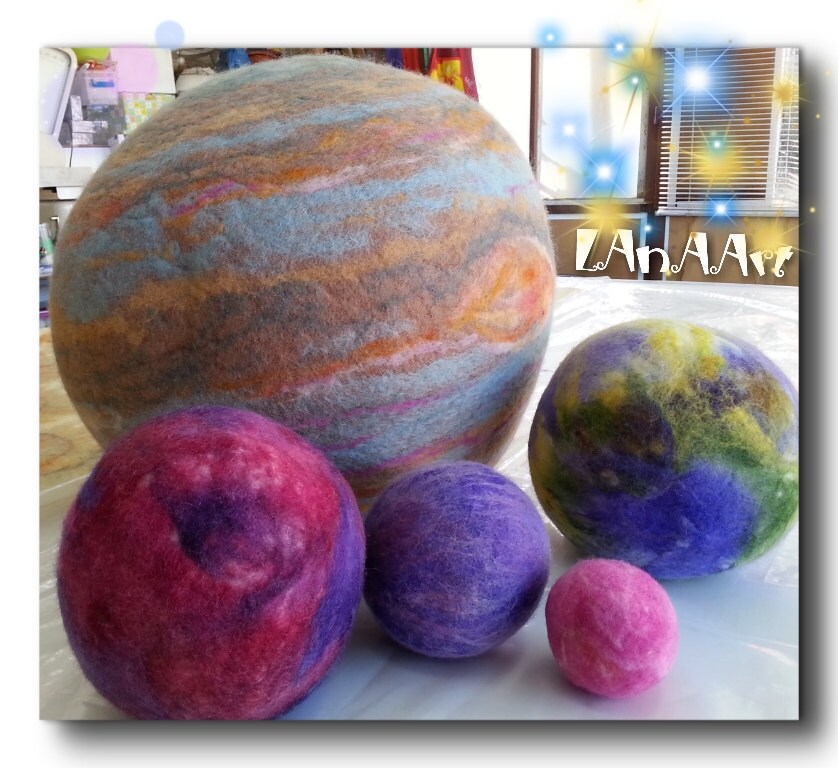 Sale of Felted Wool Sphere EARTH textile art soft