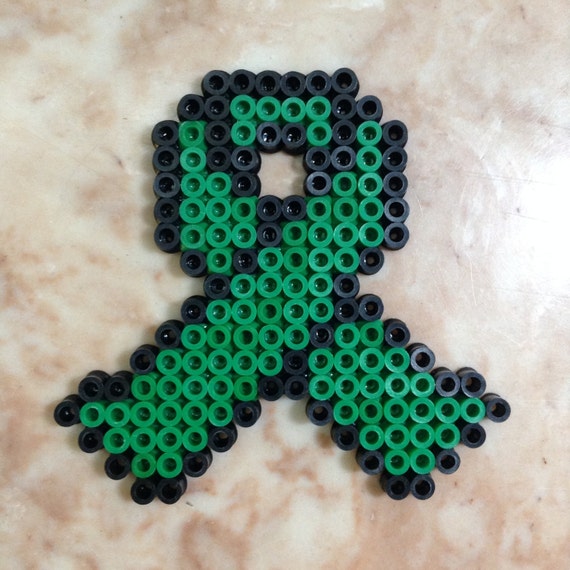 Perler Bead Green Awareness Ribbon