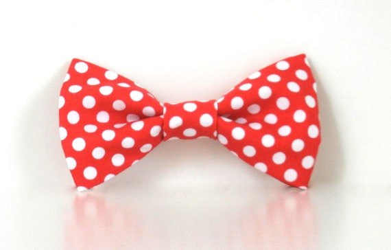Red Polka Dot Dog Bow Tie Wedding Accessories Christmas Collar