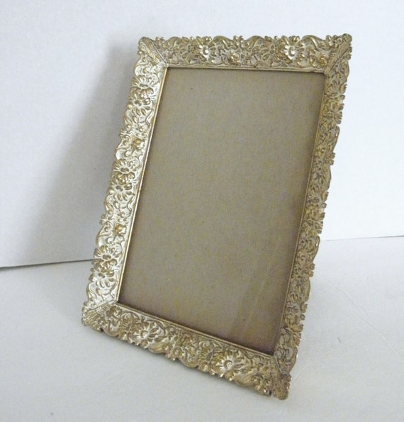 Ornate Gold Floral Whitewashed 5x7 Picture Frame by VintageGenie