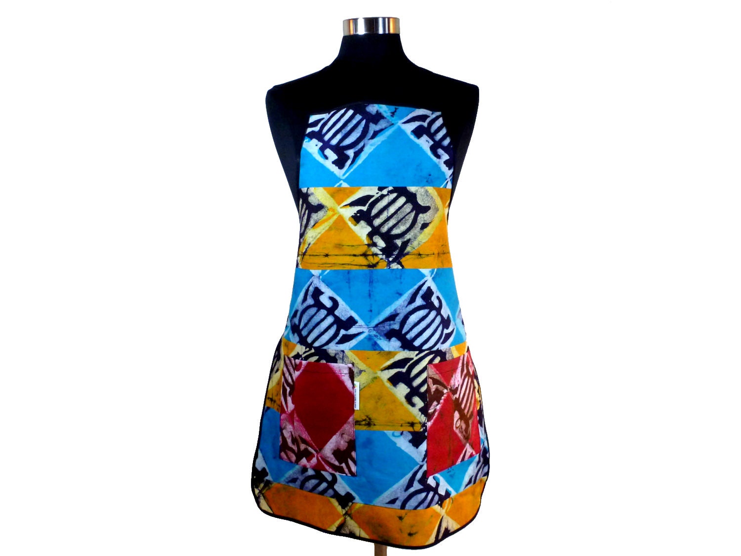 Ghana Apron with Pockets African Batik by OurTalkingHands