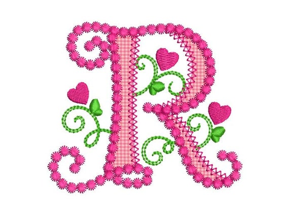 Cute Letter R Alphabet for Lil Princess Hearts Applique