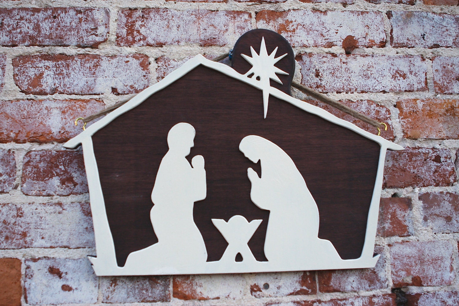 Wooden Nativity Scene Nativity Silhouette with by HopeFarmCo