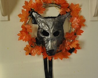 Wolf Mask. Sculpture Assemblage Wall Art