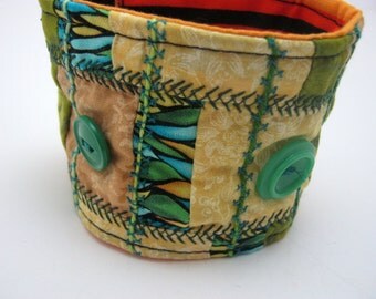 Gypsy Green and Yellow Patchwork Fabric Cuff