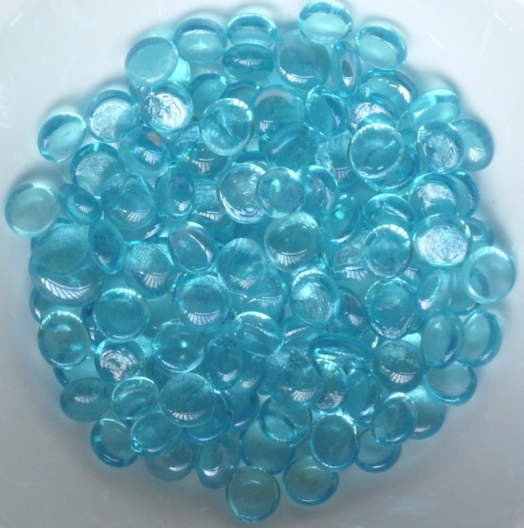 Sky Blue Glass Gems Vase Filler Flat Back 14 ounce bag