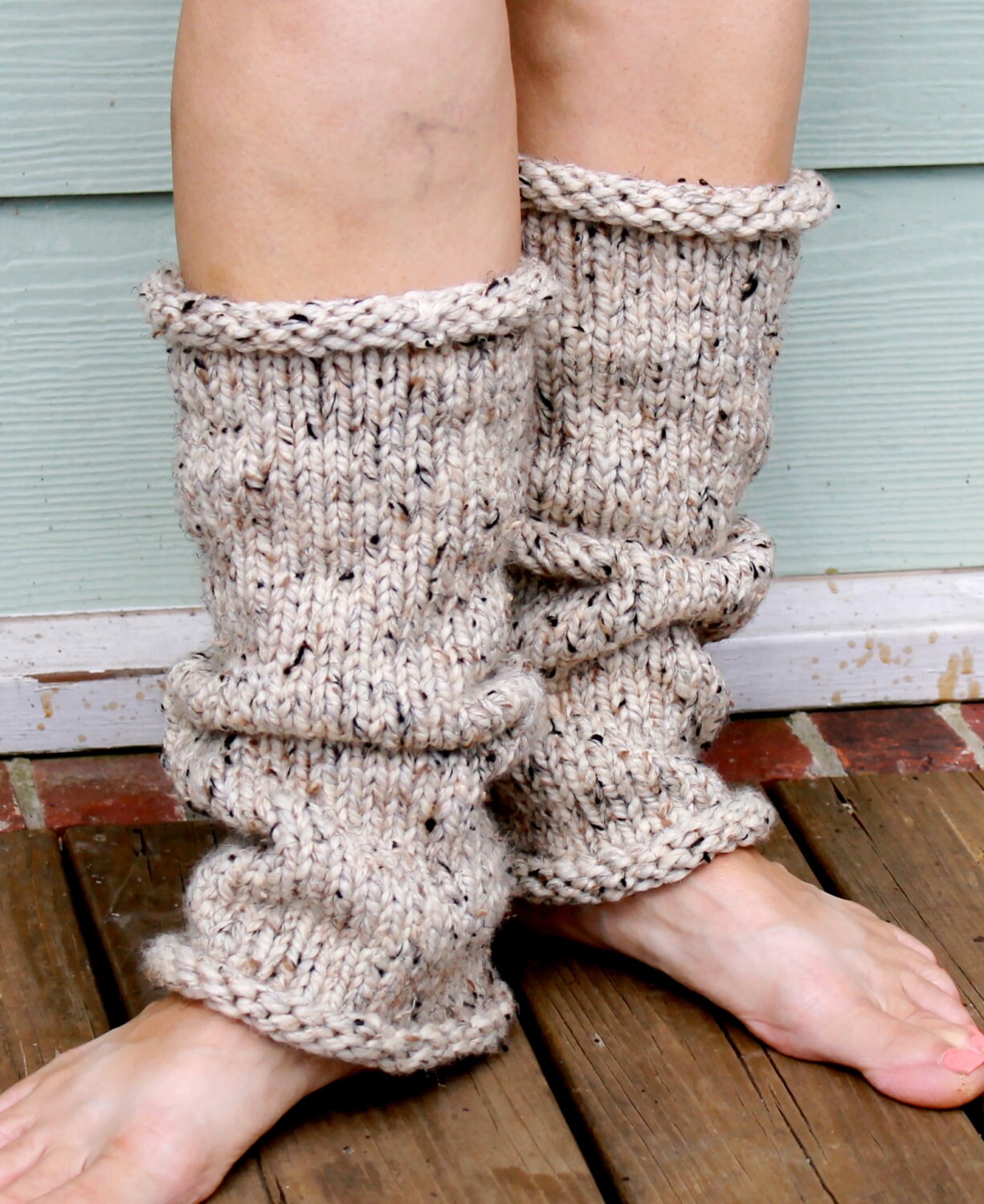 Leg Warmers hand knit wool yarn by FARMSPUN on Etsy