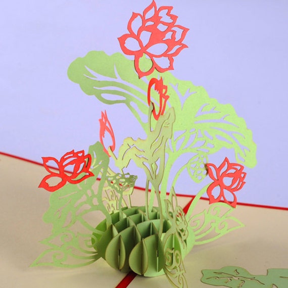 Lotus pop up card/3D card/ handmade flower greeting by Bielyse