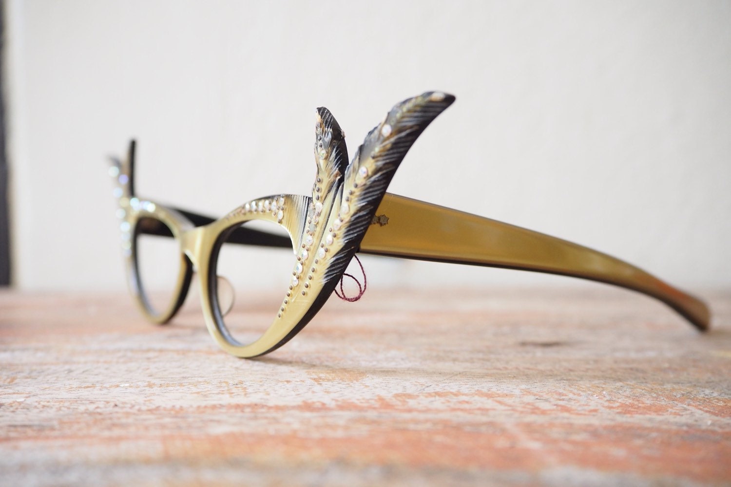 Vintage Cat Eye Eyeglasses Rare And Unique Shape Rhinestone 