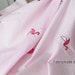 Light Pink Cotton Fabric Embroidered Pink Flamingo Birds for Girl's Dress Clothes - Fabric by yard One yard