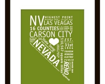 ... SALE 25% off sale Nevada State Map Love - Home Decor Wall Art Print