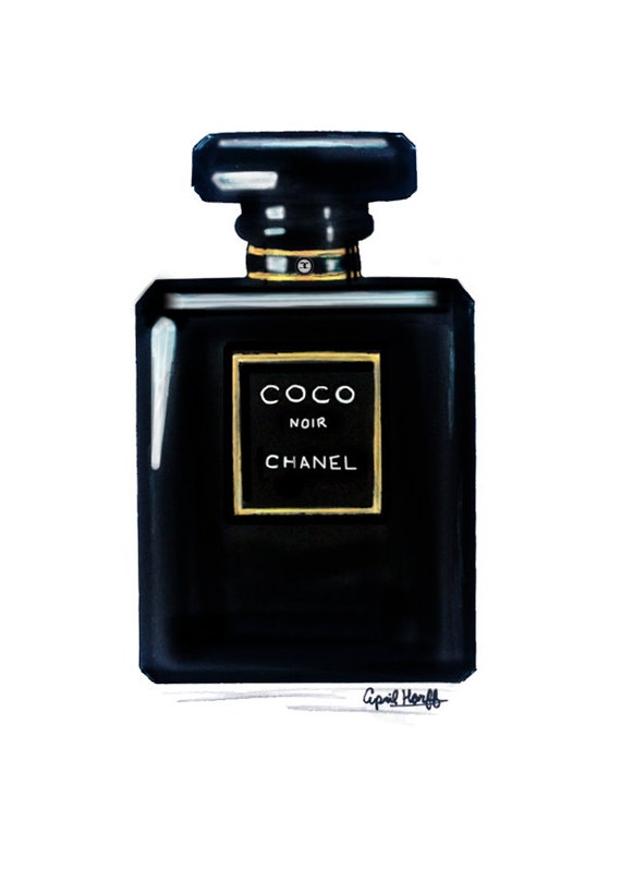 COCO Noir Chanel Black Perfume Illustration by aprilmarionART